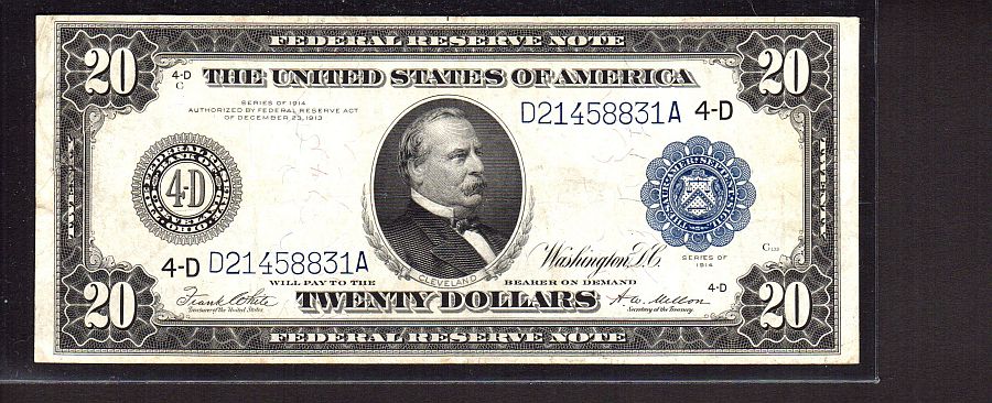 Fr.979a, 1914 Cleveland Federal Reserve Note D12458831A, Very Fine [30]